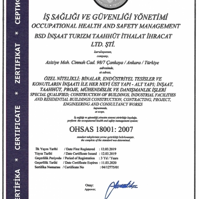 Bsd İnşaat Sertifikaları